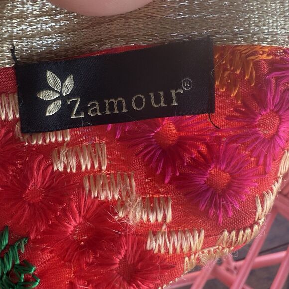 Zamour Saree Wrap Embroidered Bright Jewel Tone - Picture 10 of 12